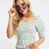 Y.A.S Organic Cotton Shirred Top In Floral Print For Women 2 Y.A.S Organic Cotton Shirred Top In Floral Print For Women -Women's Y.A.S Sales Shop unnamed file 2320