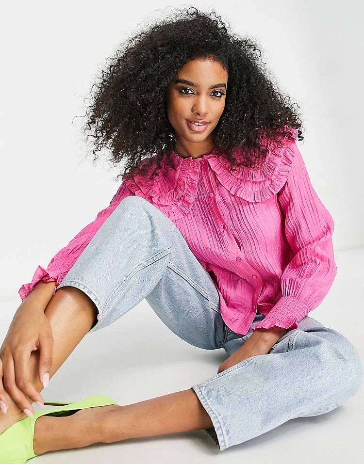 Y.A.S Frill Detail Blouse In Pink For Women 5 Y.A.S Frill Detail Blouse In Pink For Women - Image 3
