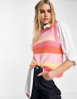 Y.A.S Knitted Stripe Vest In Pink For Women Madrid Stripe 10 Y.A.S Knitted Stripe Vest In Pink For Women Madrid Stripe -Women's Y.A.S Sales Shop unnamed file 2338