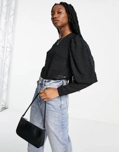 Y.A.S Textured Blouse With Long Cuff In Black For Women -Women's Y.A.S Sales Shop unnamed file 2368