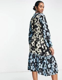 Y.A.S Exclusive Midi Dress With Exaggerated Collar In Bold Floral Mixed Print For Women Multi -Women's Y.A.S Sales Shop unnamed file 237