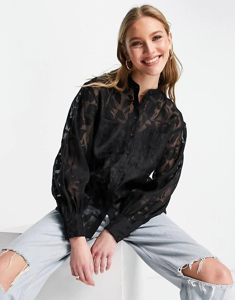 Y.A.S Lace Oversized Shirt In Black For Women 5 Y.A.S Lace Oversized Shirt In Black For Women - Image 3