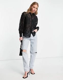 Y.A.S Lace Oversized Shirt In Black For Women 10 Y.A.S Lace Oversized Shirt In Black For Women -Women's Y.A.S Sales Shop unnamed file 2373