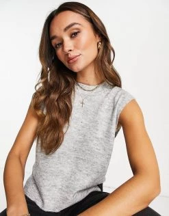 Y.A.S High Neck Vest In Grey For Women -Women's Y.A.S Sales Shop unnamed file 2404