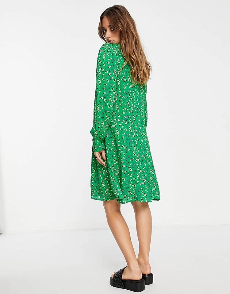 Y.A.S V-neck Mini Dress In Bright Green Print For Women 4 Y.A.S V-neck Mini Dress In Bright Green Print For Women - Image 2