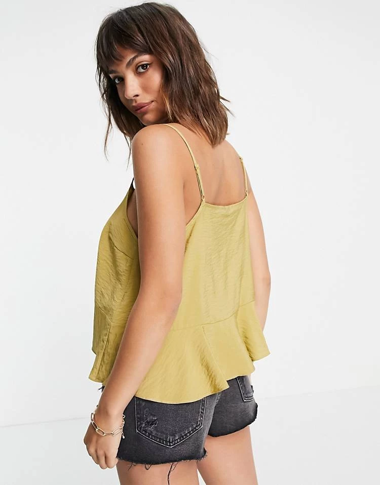 Y.A.S Button Front Cami Top In Khaki For Women 4 Y.A.S Button Front Cami Top In Khaki For Women - Image 2