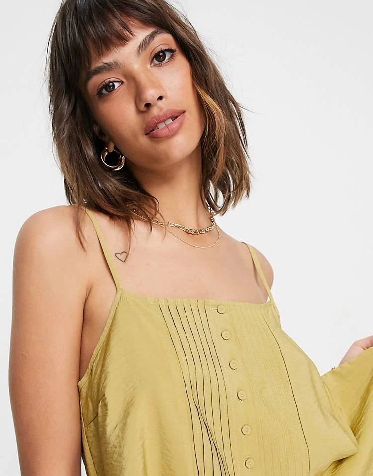 Y.A.S Button Front Cami Top In Khaki For Women 5 Y.A.S Button Front Cami Top In Khaki For Women - Image 3