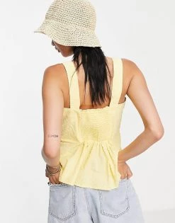 Y.A.S Organic Cotton Sleeveless Blouse In Pale Yellow For Women -Women's Y.A.S Sales Shop unnamed file 2418