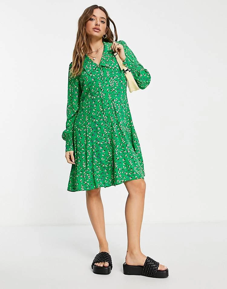 Y.A.S V-neck Mini Dress In Bright Green Print For Women 5 Y.A.S V-neck Mini Dress In Bright Green Print For Women - Image 3