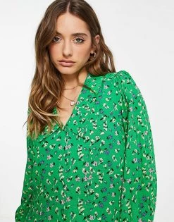 Y.A.S V-neck Mini Dress In Bright Green Print For Women 10 Y.A.S V-neck Mini Dress In Bright Green Print For Women -Women's Y.A.S Sales Shop unnamed file 243