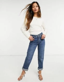 Y.A.S Long Sleeve Open Back Body In Cream For Women