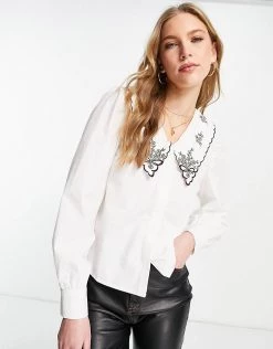 Y.A.S Shirt With Embroidered Collar In White For Women 9 Y.A.S Shirt With Embroidered Collar In White For Women -Women's Y.A.S Sales Shop unnamed file 2442