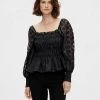 Y.A.S Square Neck Top With Smocking In Black For Women -Women's Y.A.S Sales Shop unnamed file 2445