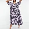 Y.A.S Smock Midi Dress In Bold Floral For Women Purple 1 Y.A.S Smock Midi Dress In Bold Floral For Women Purple -Women's Y.A.S Sales Shop unnamed file 245