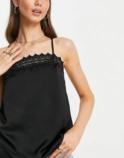 Y.A.S Recycled Cami Top With Lace Detail In Black For Women -Women's Y.A.S Sales Shop unnamed file 2467