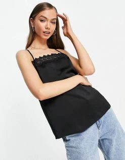 Y.A.S Recycled Cami Top With Lace Detail In Black For Women -Women's Y.A.S Sales Shop unnamed file 2469