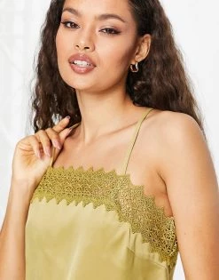 Y.A.S Petite Recycled Cami Top With Lace Detail In Khaki Green For Women 9 Y.A.S Petite Recycled Cami Top With Lace Detail In Khaki Green For Women -Women's Y.A.S Sales Shop unnamed file 2482