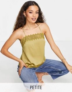 Y.A.S Petite Recycled Cami Top With Lace Detail In Khaki Green For Women 11 Y.A.S Petite Recycled Cami Top With Lace Detail In Khaki Green For Women -Women's Y.A.S Sales Shop unnamed file 2484