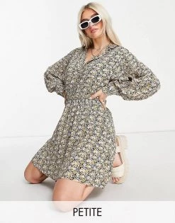 Y.A.S Petite Shirt Co-ord With Shirred Cuff In Floral Print For Women