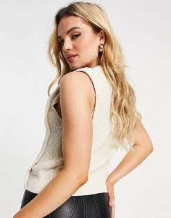 Y.A.S Organic Cotton Blend Cable Knit Vest In Cream For Women 9 Y.A.S Organic Cotton Blend Cable Knit Vest In Cream For Women -Women's Y.A.S Sales Shop unnamed file 2507