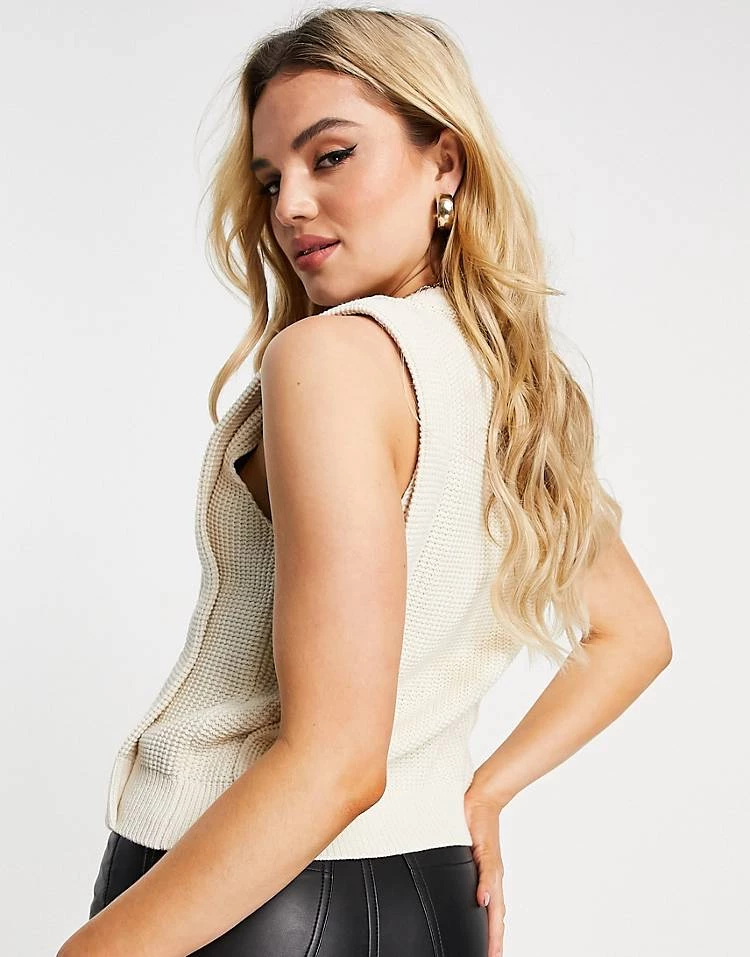 Y.A.S Organic Cotton Blend Cable Knit Vest In Cream For Women 5 Y.A.S Organic Cotton Blend Cable Knit Vest In Cream For Women - Image 3