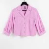 Y.A.S Ruched Sleeve Grandad Shirt In Purple For Women 1 Y.A.S Ruched Sleeve Grandad Shirt In Purple For Women -Women's Y.A.S Sales Shop unnamed file 2510