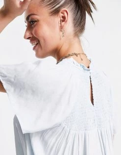 Y.A.S Shirred Blouse In Pale Blue For Women -Women's Y.A.S Sales Shop unnamed file 2522