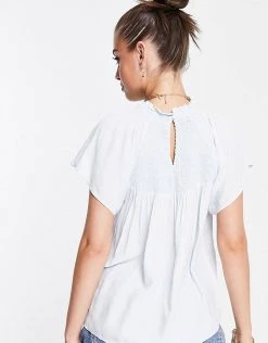 Y.A.S Shirred Blouse In Pale Blue For Women -Women's Y.A.S Sales Shop unnamed file 2523