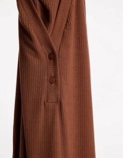 Y.A.S Long Sleeve T-shirt With Button Detail In Rust For Women -Women's Y.A.S Sales Shop unnamed file 2528