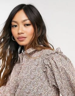 Y.A.S Shirt With Frill Shoulder In Floral Print For Women Eggnog Aop -Women's Y.A.S Sales Shop unnamed file 2532