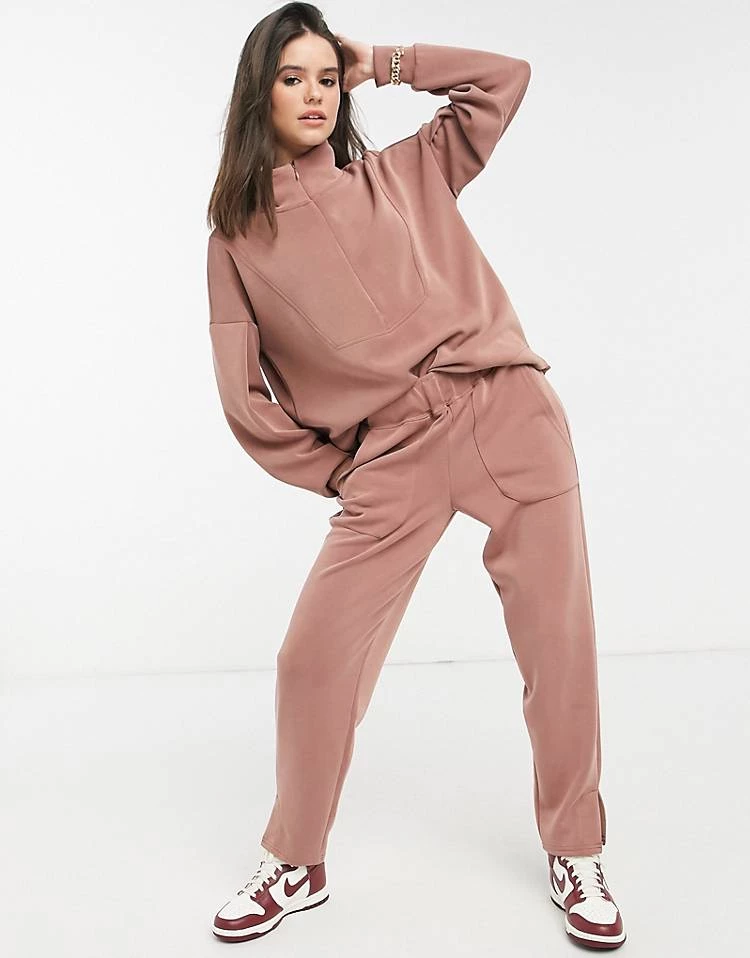 Y.A.S Co-ord Sweatshirt With Balloon Sleeves In Camel For Women 3 Y.A.S Co-ord Sweatshirt With Balloon Sleeves In Camel For Women