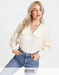Y.A.S Petite Oversized Collar Lace Trim Shirt In Cream For Women 11 Y.A.S Petite Oversized Collar Lace Trim Shirt In Cream For Women -Women's Y.A.S Sales Shop unnamed file 2559