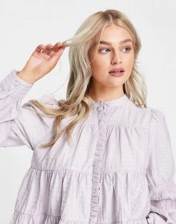 Y.A.S Petite Shirred Detail Shirt In Grey Check For Women -Women's Y.A.S Sales Shop unnamed file 2562