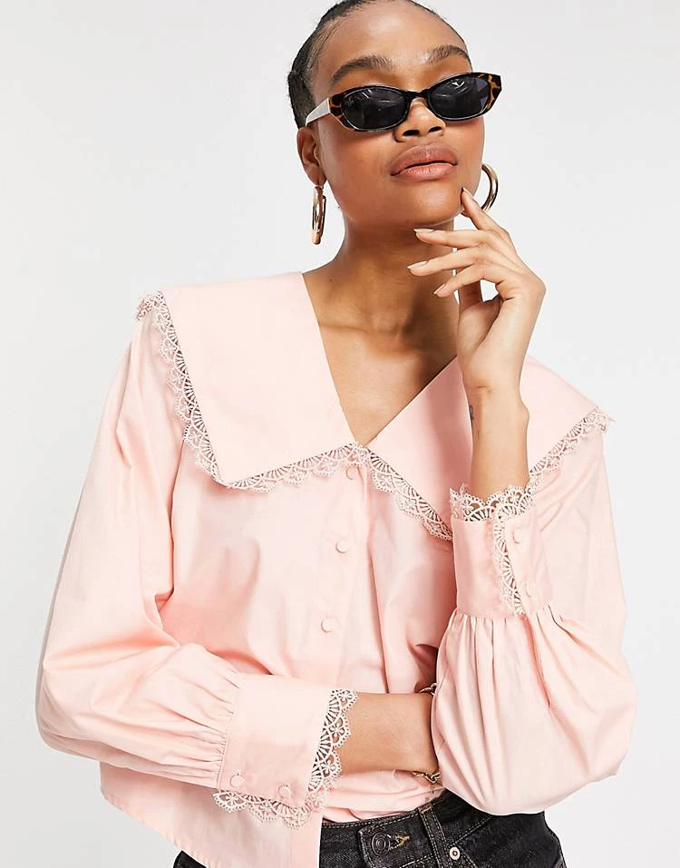 Y.A.S Collar Detail Blouse In Pale Pink For Women 4 Y.A.S Collar Detail Blouse In Pale Pink For Women - Image 2