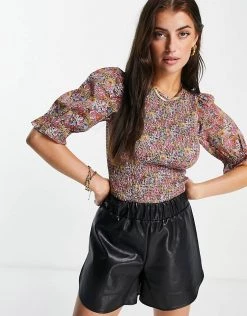 Y.A.S Organic Cotton Puff Sleeve Blouse In Multi Floral For Women -Women's Y.A.S Sales Shop unnamed file 2577