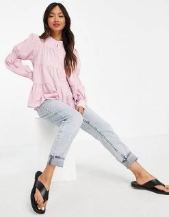Y.A.S Shirt With Tiering And Shirred Arms In Pink Check For Women Roseate Spoonbill 10 Y.A.S Shirt With Tiering And Shirred Arms In Pink Check For Women Roseate Spoonbill -Women's Y.A.S Sales Shop unnamed file 2588