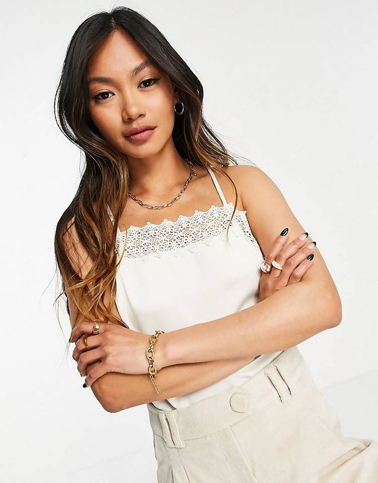 Y.A.S Recycled Cami Top With Lace Detail In Cream For Women Eggnog 6 Y.A.S Recycled Cami Top With Lace Detail In Cream For Women Eggnog - Image 4