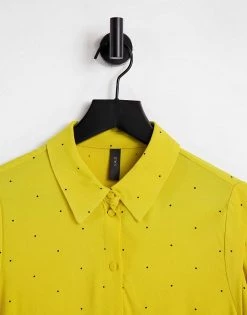 Y.A.S Shirt Co-ord With Shoulder Detail And Shirred Cuff In Lime Spot For Women Lime Spot Print -Women's Y.A.S Sales Shop unnamed file 2607