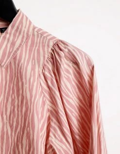 Y.A.S Puff Sleeve Shirt In Pink & White Print For Women -Women's Y.A.S Sales Shop unnamed file 2613