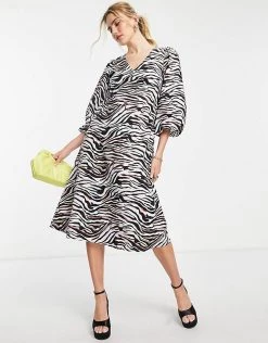 Y.A.S Smock Midi Dress In Zebra Print For Women Multi -Women's Y.A.S Sales Shop unnamed file 264