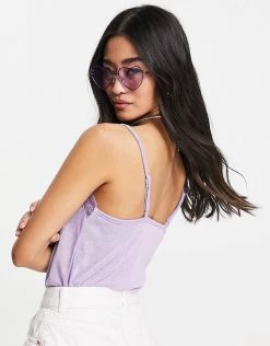 Y.A.S Debra Lace Trim Cami Top In Lilac For Women Lavendula -Women's Y.A.S Sales Shop unnamed file 2662
