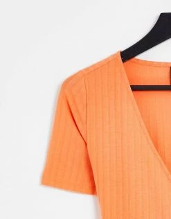 Y.A.S Lila Short Sleeve Wrap Top In Orange For Women Cantaloupe -Women's Y.A.S Sales Shop unnamed file 2702