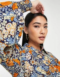 Y.A.S Printed Shirt Co-ord In Navy For Women Navy Blazer -Women's Y.A.S Sales Shop unnamed file 2723