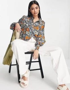 Y.A.S Printed Shirt Co-ord In Navy For Women Navy Blazer -Women's Y.A.S Sales Shop unnamed file 2724