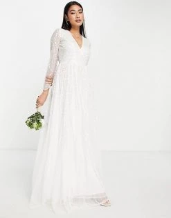 Y.A.S Bridal Embellished Sequin Dress With Full Skirt In White For Women Star White -Women's Y.A.S Sales Shop unnamed file 273