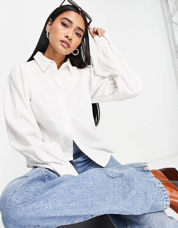 Y.A.S. Rosi Volume Sleeve Button Down Shirt In White For Women Eggnog 3 Y.A.S. Rosi Volume Sleeve Button Down Shirt In White For Women Eggnog