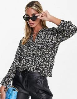 Y.A.S. Belima Printed 3/4 Sleeve Blouse In Black For Women Black Aop