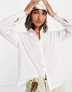 Y.A.S. Raglan Sleeve Oversized Shirt In White For Women -Women's Y.A.S Sales Shop unnamed file 2768