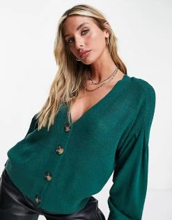 Y.A.S. Pelo Volume Sleeve Cardigan In Green For Women Botanical Garden