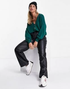 Y.A.S. Pelo Volume Sleeve Cardigan In Green For Women Botanical Garden -Women's Y.A.S Sales Shop unnamed file 2778